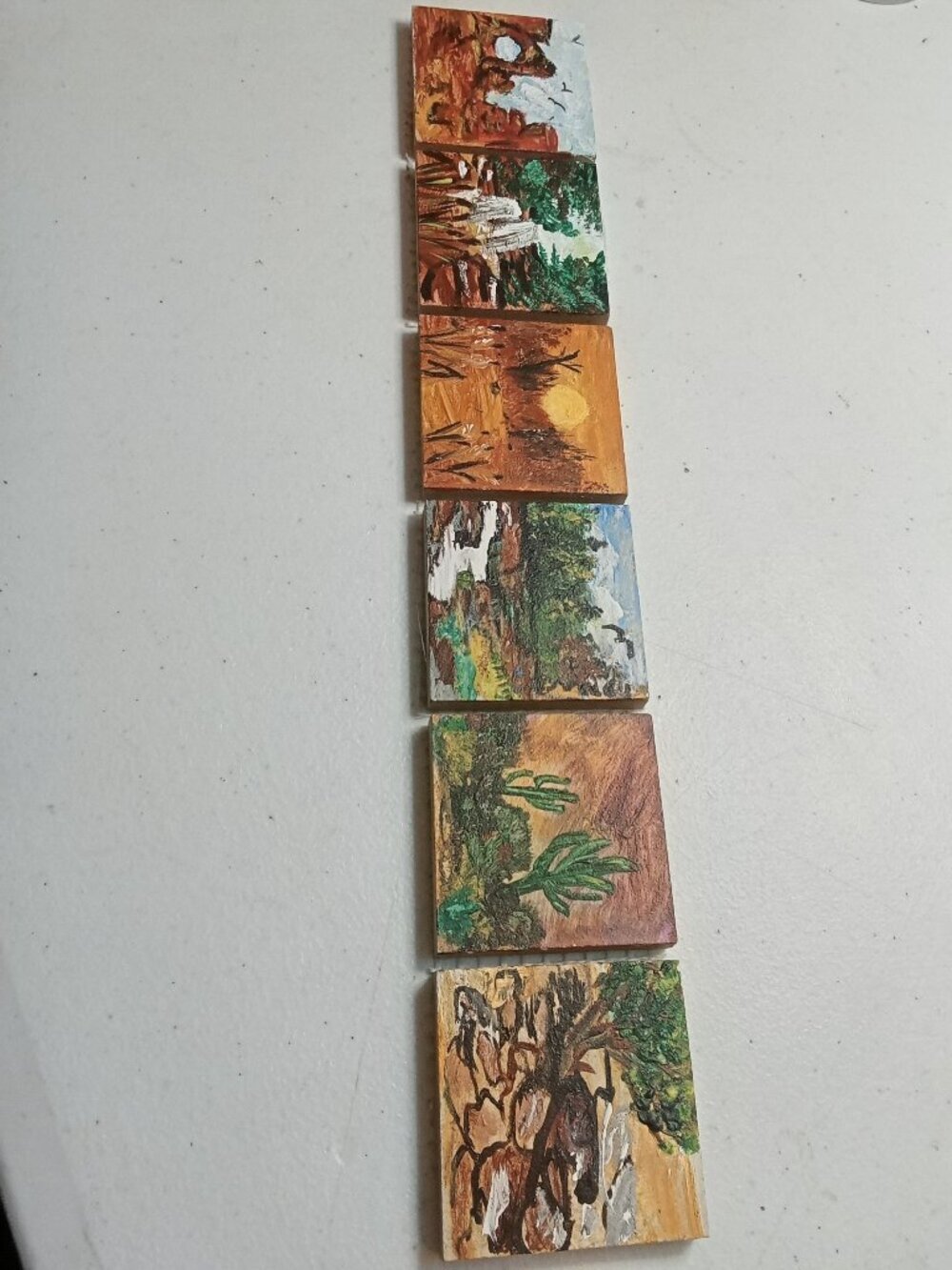 Heaven and Hearts Folk Arts Small Southwest Tile Art 2" X 2"